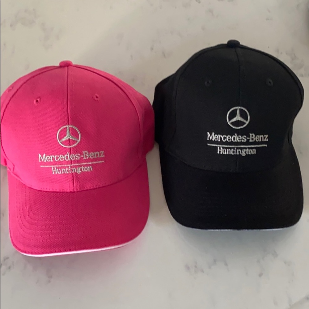 His and hers Mercedes of Huntington hats